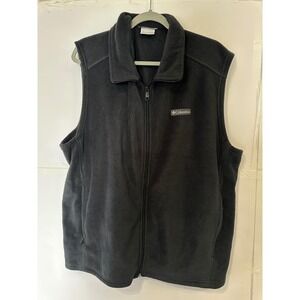 Columbia Mens XXL‎ Fleece Vest Full Zip Sleeveless Black Outdoors Pockets